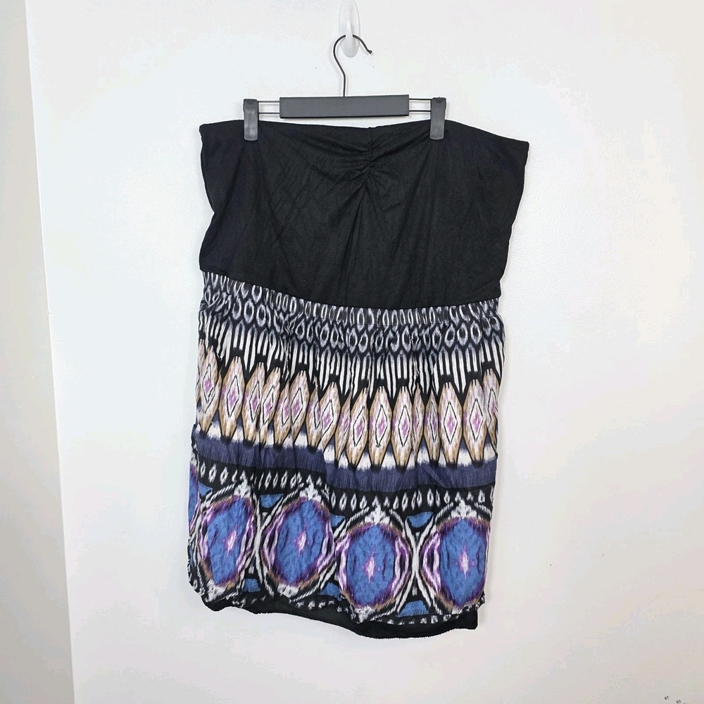 Torrid Black Multicolor Strapless Cybergoth Geometric Going Out Mini Dress 3X